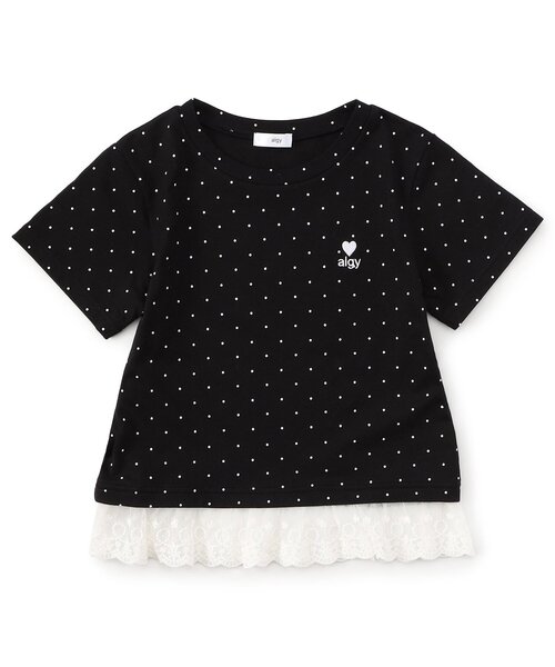 algy(アルジー)の「【puchily プチプラライン】レースドッキングドット半袖Tシャツ(Tシャツ/カットソー・キッズ・オフホワイト/ブラック/ブラウン・160/150/140/130/120)」の18枚目の写真