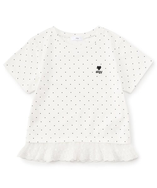 algy(アルジー)の「【puchily プチプラライン】レースドッキングドット半袖Tシャツ(Tシャツ/カットソー・キッズ・オフホワイト/ブラック/ブラウン・160/150/140/130/120)」の14枚目の写真