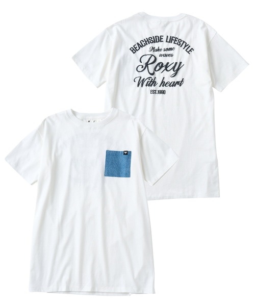 ROXY(ロキシー)の「ROXY キッズ MINI ROXY WITH HEART デニムポケットTシャツワンピース 【2026年夏モデル】(ワンピース・キッズ・グレー/ナチュラル/ブラック・140/130/150)」の1枚目の写真