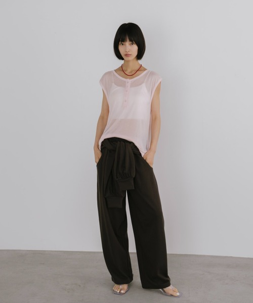 duei(デュイ)の「シアーヘンリールーズタンクトップ(Tシャツ/カットソー・レディース・ピンク/ブラック/ライトグレー・FREE)」の6枚目の写真