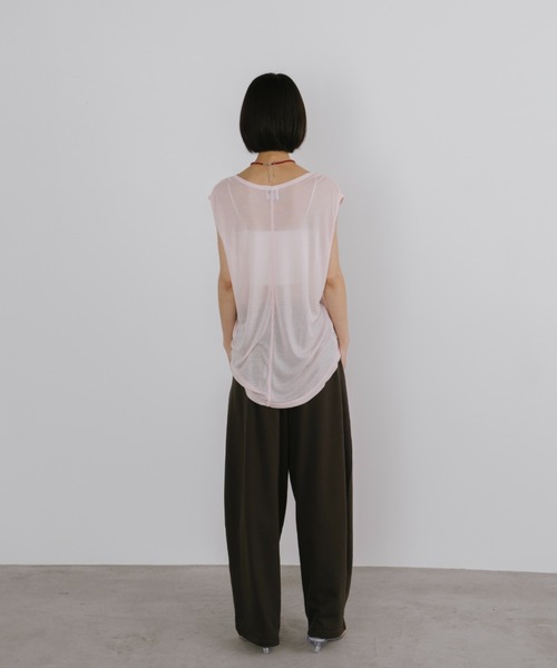 duei(デュイ)の「シアーヘンリールーズタンクトップ(Tシャツ/カットソー・レディース・ピンク/ブラック/ライトグレー・FREE)」の5枚目の写真