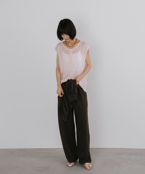 duei(デュイ)の「シアーヘンリールーズタンクトップ(Tシャツ/カットソー・レディース・ピンク/ブラック/ライトグレー・FREE)」の4枚目の写真