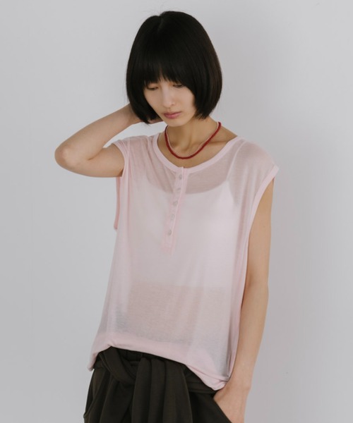 duei(デュイ)の「シアーヘンリールーズタンクトップ(Tシャツ/カットソー・レディース・ピンク/ブラック/ライトグレー・FREE)」の9枚目の写真