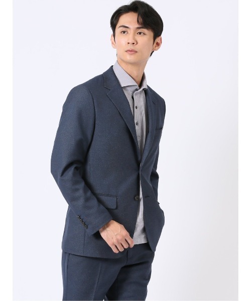 m.f.editorial(エムエフエディトリアル)の「【ストレッチ 吸水速乾 防シワ ウォッシャブル】m.f.エディトリアル メンズ アバントドライ スリム 2ボタン ジャケット デニム調(セットアップ可能)(スーツジャケット・メンズ・ブラック/ネイビー・LARGE/MEDIUM/S/X-LARGE)」の2枚目の写真