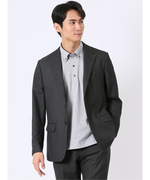 m.f.editorial(エムエフエディトリアル)の「【ストレッチ 吸水速乾 防シワ ウォッシャブル】m.f.エディトリアル メンズ アバントドライ スリム 2ボタン ジャケット デニム調(セットアップ可能)(スーツジャケット・メンズ・ブラック/ネイビー・LARGE/MEDIUM/S/X-LARGE)」の1枚目の写真