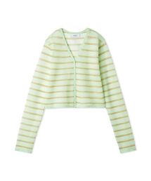 emmi（エミ）の「リネン混Vネックシアーボーダーニットカーディガン（カーディガン/ボレロ）」