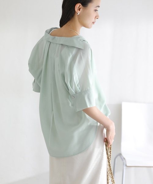 La TOTALITE(ラトータリテ)の「【洗える】ドルマンハーフスリーブシャツ(シャツ/ブラウス・レディース・バーガンディー/グリーン/ホワイト・FREE)」の15枚目の写真