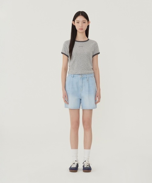COVERNAT(カバーナット)の「WOMEN CROPPED EYELET T-SHIRT(Tシャツ/カットソー・レディース・杢グレー/クリーム・MEDIUM/SMALL)」の3枚目の写真