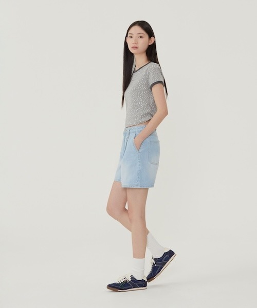 COVERNAT(カバーナット)の「WOMEN CROPPED EYELET T-SHIRT(Tシャツ/カットソー・レディース・杢グレー/クリーム・MEDIUM/SMALL)」の5枚目の写真