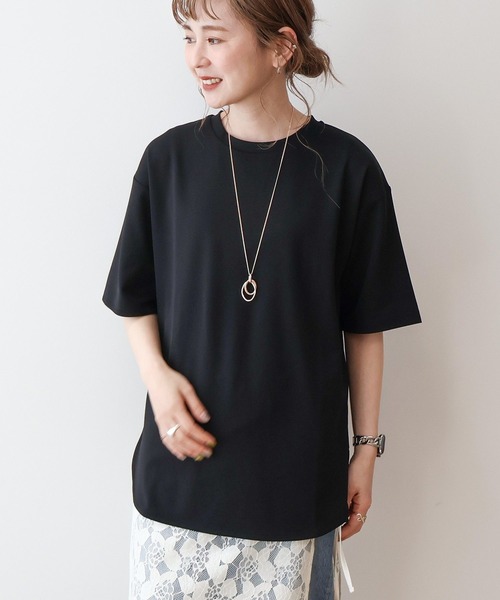 AMERICAN HOLIC（アメリカンホリック）の「【接触冷感】ジョーゼットプルオーバー【WEB限定カラー有り】（Tシャツ/カットソー・レディース・ライトベージュ/ブラック/オフホワイト/チャコールグレー/グレイッシュベージュ/ミント/ネイビー・L/M）」の3枚目の写真