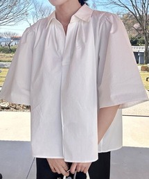 Vネック 半袖 コットン シャツ トップス