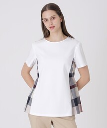 BLUE LABEL CRESTBRIDGE（ブルーレーベルクレストブリッジ）の「【接触冷感】シルケットスムースサイドチェックTシャツ（Tシャツ/カットソー）」
