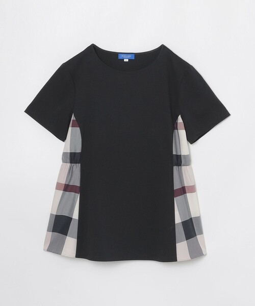 BLUE LABEL CRESTBRIDGE(ブルーレーベルクレストブリッジ)の「【接触冷感】シルケットスムースサイドチェックTシャツ(Tシャツ/カットソー・レディース・ホワイト/ブルー系その他2/ブラック/ダークネイビー・40/38)」の21枚目の写真