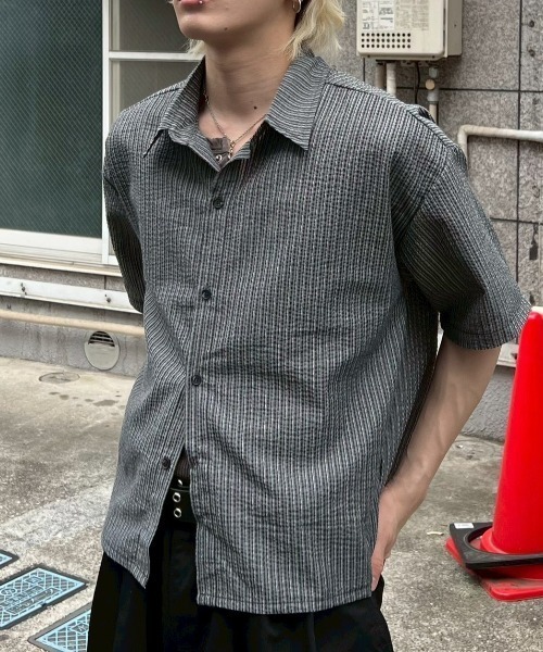 Chikashitsu +】seersucker crop shirt / 【チカシツプラス】シア