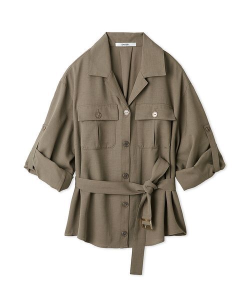 SNIDEL(スナイデル)の「サファリディテールシャツ(シャツ/ブラウス・レディース・ブラウン/アイボリー/カーキ・F)」の2枚目の写真