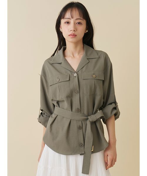 SNIDEL(スナイデル)の「サファリディテールシャツ(シャツ/ブラウス・レディース・ブラウン/アイボリー/カーキ・F)」の6枚目の写真