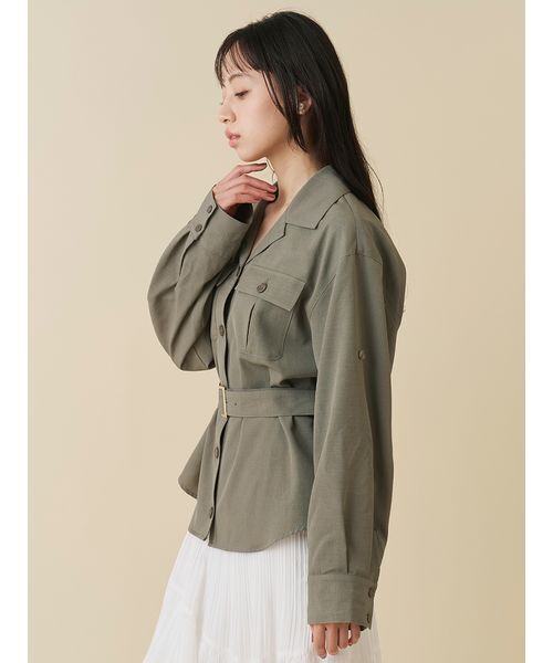 SNIDEL(スナイデル)の「サファリディテールシャツ(シャツ/ブラウス・レディース・ブラウン/アイボリー/カーキ・F)」の8枚目の写真