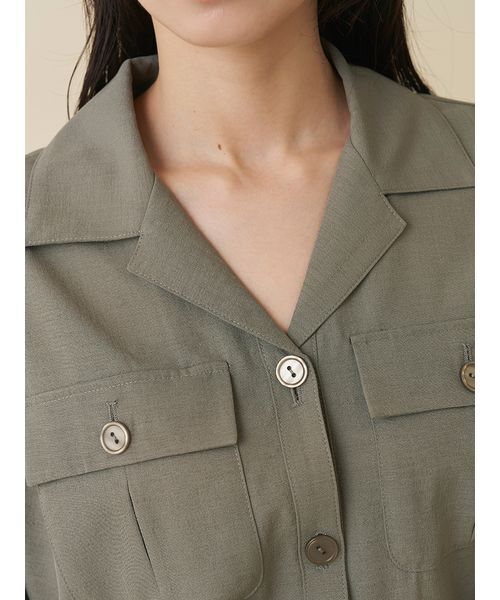 SNIDEL(スナイデル)の「サファリディテールシャツ(シャツ/ブラウス・レディース・ブラウン/アイボリー/カーキ・F)」の9枚目の写真