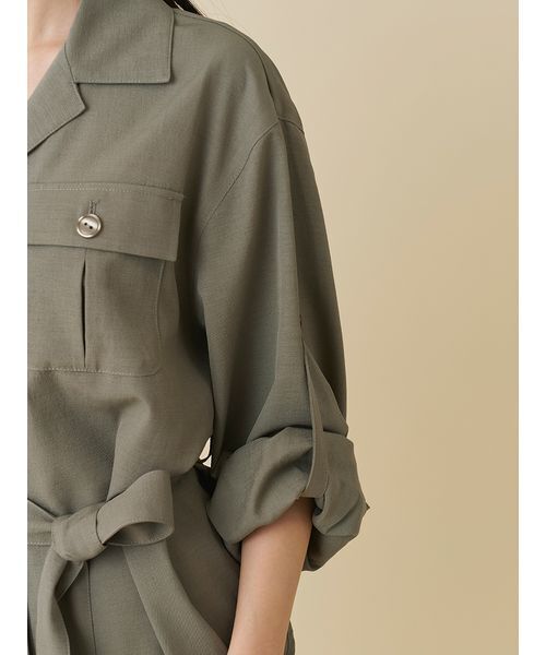 SNIDEL(スナイデル)の「サファリディテールシャツ(シャツ/ブラウス・レディース・ブラウン/アイボリー/カーキ・F)」の10枚目の写真