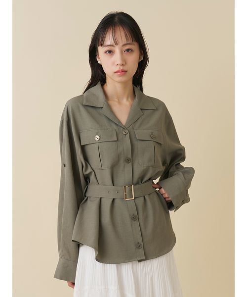 SNIDEL(スナイデル)の「サファリディテールシャツ(シャツ/ブラウス・レディース・ブラウン/アイボリー/カーキ・F)」の14枚目の写真