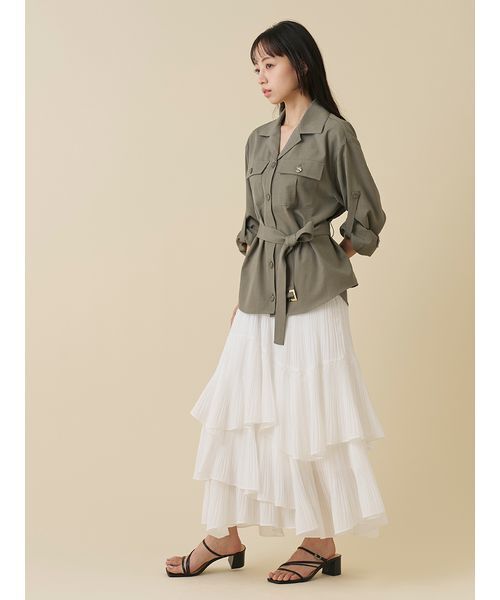 SNIDEL(スナイデル)の「サファリディテールシャツ(シャツ/ブラウス・レディース・ブラウン/アイボリー/カーキ・F)」の17枚目の写真