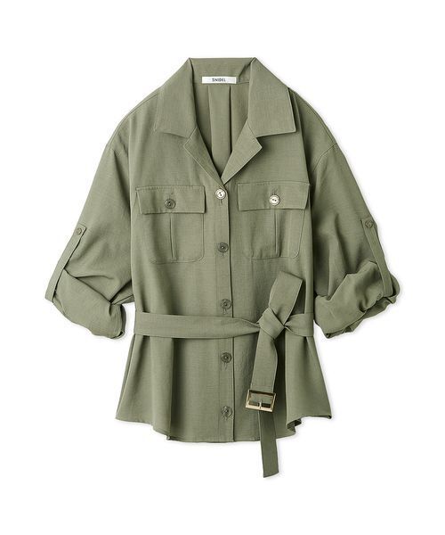 SNIDEL(スナイデル)の「サファリディテールシャツ(シャツ/ブラウス・レディース・ブラウン/アイボリー/カーキ・F)」の20枚目の写真
