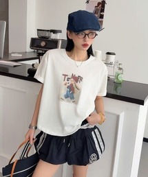 [5color]うさぎカートゥーングラフィックTシャツ