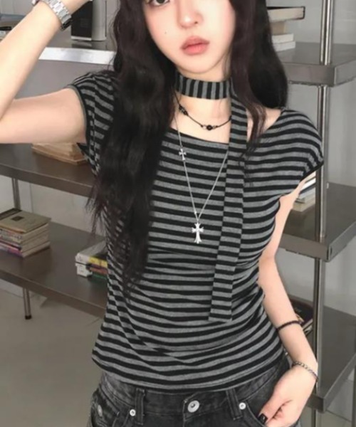 semplice(センプリチェ)の「Tシャツ【韓国ファッション】(Tシャツ/カットソー・レディース・グレー・L/M/S)」の5枚目の写真