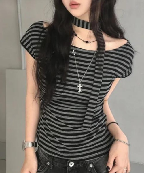 semplice(センプリチェ)の「Tシャツ【韓国ファッション】(Tシャツ/カットソー・レディース・グレー・L/M/S)」の8枚目の写真