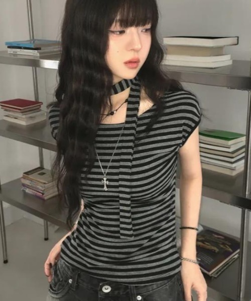 semplice(センプリチェ)の「Tシャツ【韓国ファッション】(Tシャツ/カットソー・レディース・グレー・L/M/S)」の9枚目の写真