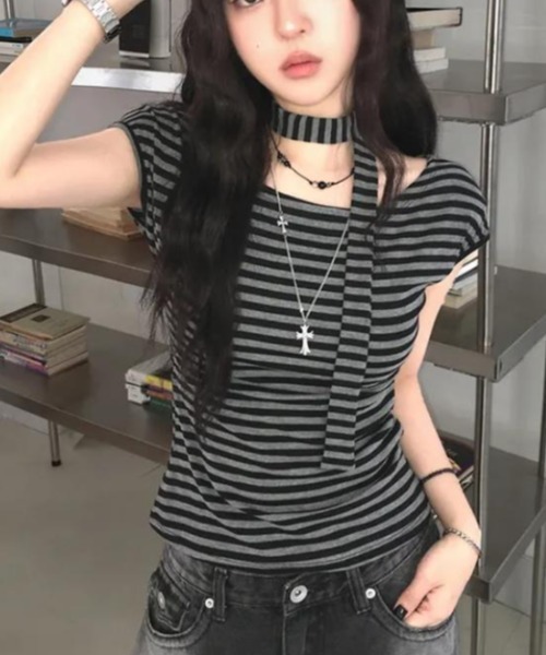 semplice(センプリチェ)の「Tシャツ【韓国ファッション】(Tシャツ/カットソー・レディース・グレー・L/M/S)」の10枚目の写真