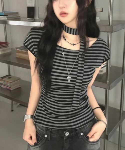 semplice(センプリチェ)の「Tシャツ【韓国ファッション】(Tシャツ/カットソー・レディース・グレー・L/M/S)」の11枚目の写真