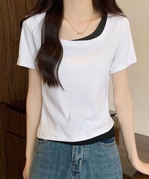 レイヤード風バイカラー半袖Tシャツ