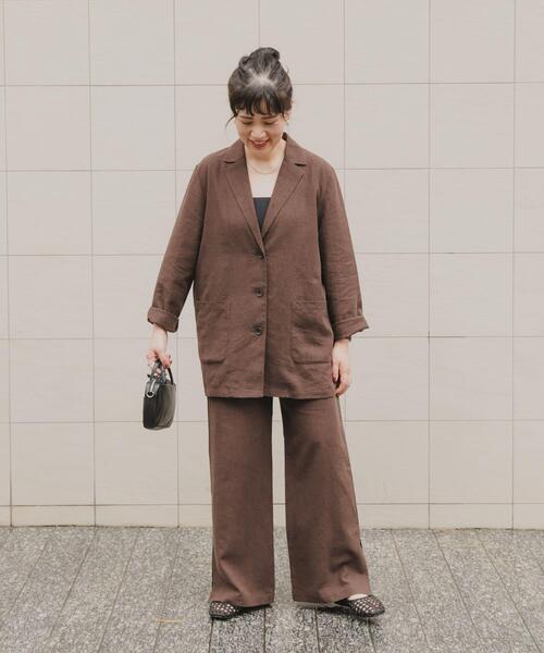 URBAN RESEARCH DOORS（アーバンリサーチドアーズ）の「『スタッフ企画』ラミー混スリットイージーパンツ（その他パンツ・レディース・ネイビー/ブラウン・MEDIUM/SMALL）」の14枚目の写真