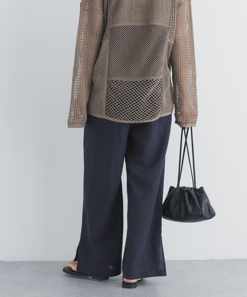 URBAN RESEARCH DOORS（アーバンリサーチドアーズ）の「『スタッフ企画』ラミー混スリットイージーパンツ（その他パンツ・レディース・ネイビー/ブラウン・MEDIUM/SMALL）」の4枚目の写真