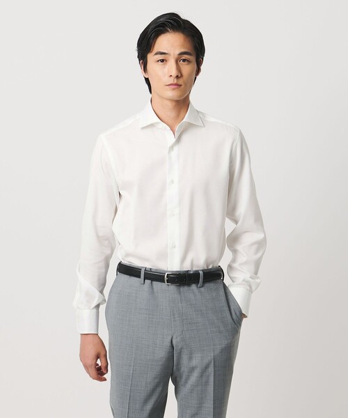 UNITED ARROWS(ユナイテッドアローズ)の「イージーケア AG パナマ ワイドスプレッドカラー シャツ 抗菌防臭 通気性(シャツ/ブラウス・メンズ・ホワイト/ライトブルー・41cm/40cm/38cm/39cm)」の4枚目の写真