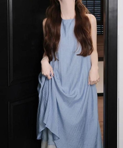 AMAJI(アマジ)の「メッシュ切替 キャミソールワンピース(ワンピース・レディース・ライトブルー・SMALL/MEDIUM/LARGE/X-LARGE)」の2枚目の写真