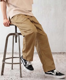 総柄無地 ワイドテーパードシェフパンツ