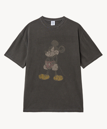 VTWO（ブイツー）の「ヴィンテージピグメントダメージウォッシュ アングリーミッキーTシャツ (ブラック)（Tシャツ/カットソー）」
