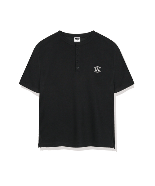 BASIC LABEL（ベーシックラベル）の「Mont Waffle Henley Neck Short-Sleeve T-shirt 3 Color [BLSR_0002]（Tシャツ/カットソー・レディース・グレー/ブラック/ホワイト・MEDIUM/LARGE/X-LARGE）」の2枚目の写真