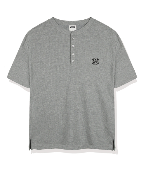 BASIC LABEL（ベーシックラベル）の「Mont Waffle Henley Neck Short-Sleeve T-shirt 3 Color [BLSR_0002]（Tシャツ/カットソー・レディース・グレー/ブラック/ホワイト・MEDIUM/LARGE/X-LARGE）」の5枚目の写真