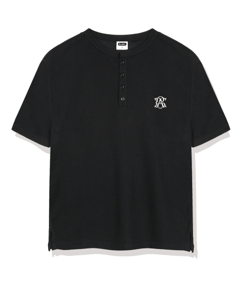 BASIC LABEL（ベーシックラベル）の「Mont Waffle Henley Neck Short-Sleeve T-shirt 3 Color [BLSR_0002]（Tシャツ/カットソー・レディース・グレー/ブラック/ホワイト・MEDIUM/LARGE/X-LARGE）」の6枚目の写真