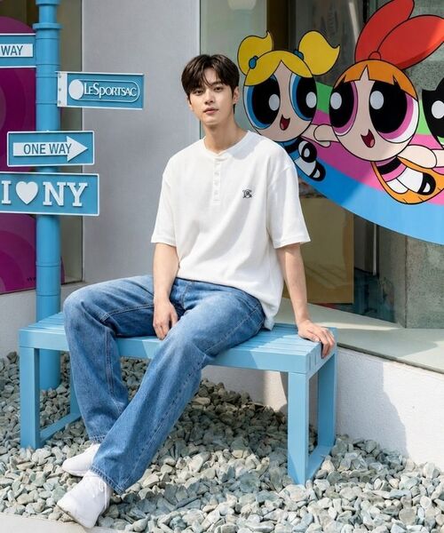 BASIC LABEL（ベーシックラベル）の「Mont Waffle Henley Neck Short-Sleeve T-shirt 3 Color [BLSR_0002]（Tシャツ/カットソー・レディース・グレー/ブラック/ホワイト・MEDIUM/LARGE/X-LARGE）」の8枚目の写真