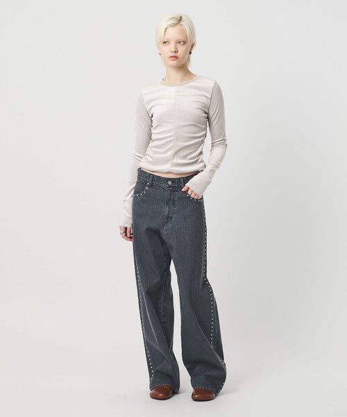 H BEAUTY&YOUTH UNITED ARROWS(エイチビューティーアンドユースユナイテッドアローズ)の「<H>ベロア タイト ロングスリーブ(Tシャツ/カットソー・レディース・ライトグレー/ブラック・FREE)」の19枚目の写真