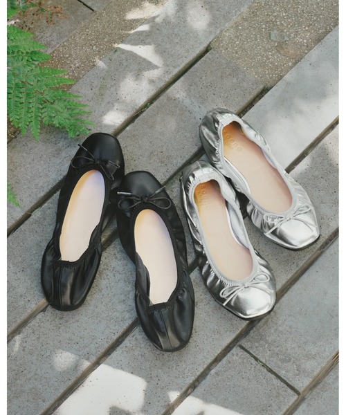 soena by InRed（ソエナバイインレッド）の「バレエシューズ フラット [ORIA] FL-1010（バレエシューズ・レディース・ブラック/シルバー・26/25/24/23/22/23.5/24.5/22.5/25.5）」の4枚目の写真