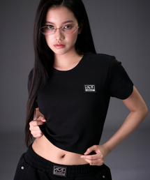 メタルプレートクロップTシャツ (ブラック)