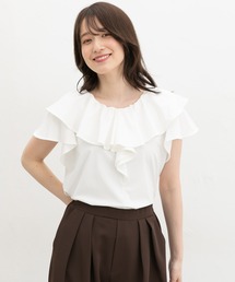 【ハニさら・接触冷感・UVカット】フリルTシャツ