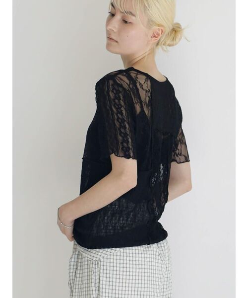 :ETHROF(イーサオブ)の「SHEER LACE DESIGN TOPS(Tシャツ/カットソー・レディース・ブラック/オフホワイト・FREE)」の9枚目の写真