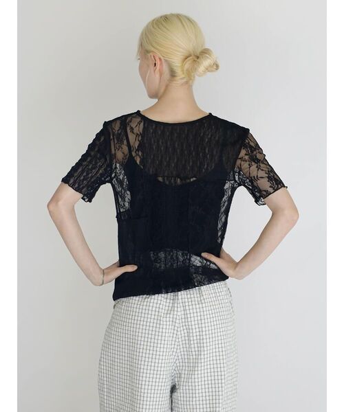 :ETHROF(イーサオブ)の「SHEER LACE DESIGN TOPS(Tシャツ/カットソー・レディース・ブラック/オフホワイト・FREE)」の11枚目の写真