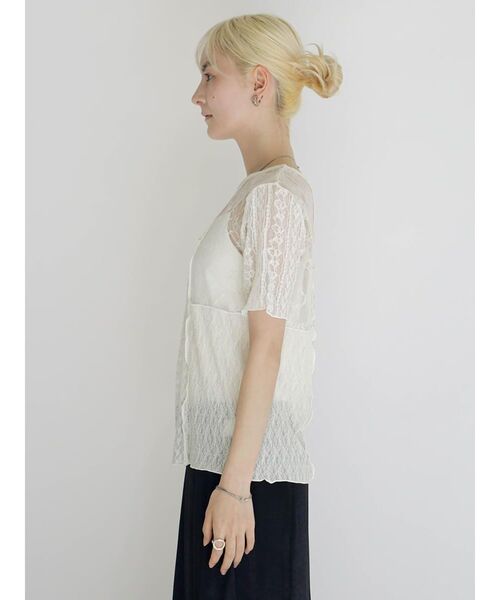 :ETHROF(イーサオブ)の「SHEER LACE DESIGN TOPS(Tシャツ/カットソー・レディース・ブラック/オフホワイト・FREE)」の14枚目の写真